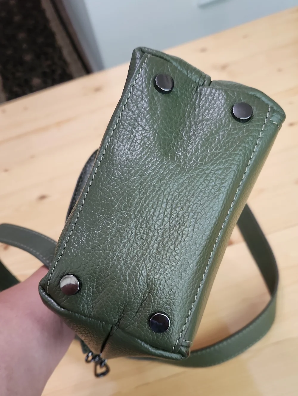 Viola Castellani Milano Olive Green Leather Crossbody Tote Satchel Bag Italy